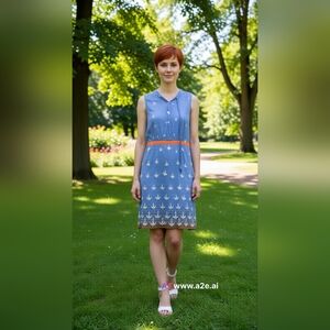 Blue and Orange Midi Dress